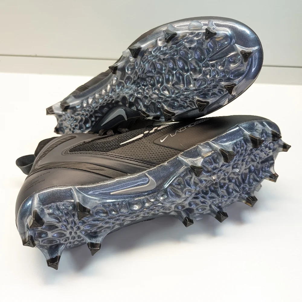 Nike Alpha Huarache 8 Elite Black Smoke Grey Lacrosse cleats size Men's 8 - Picture 8 of 9